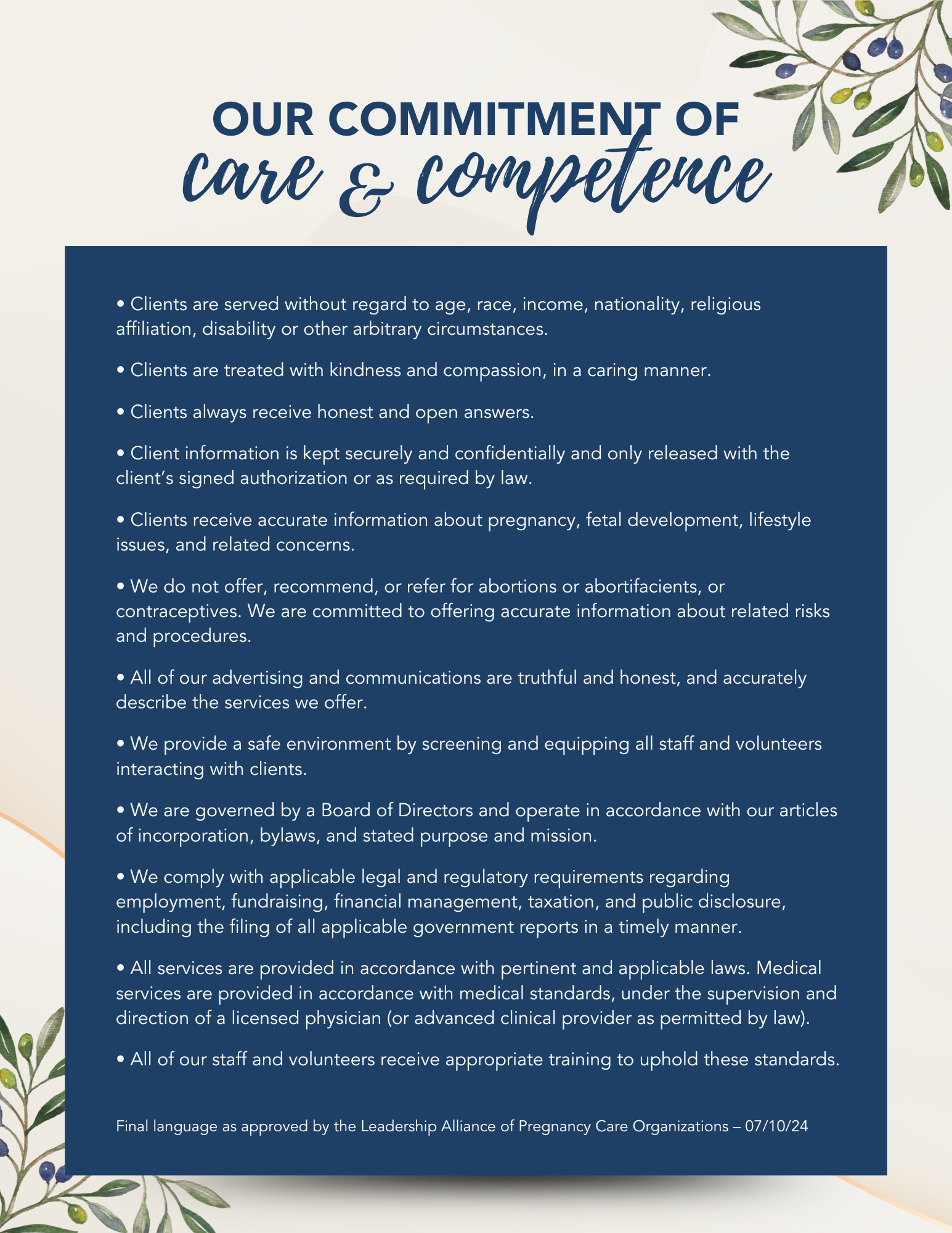 Our Commitment to Care Compentence 2024